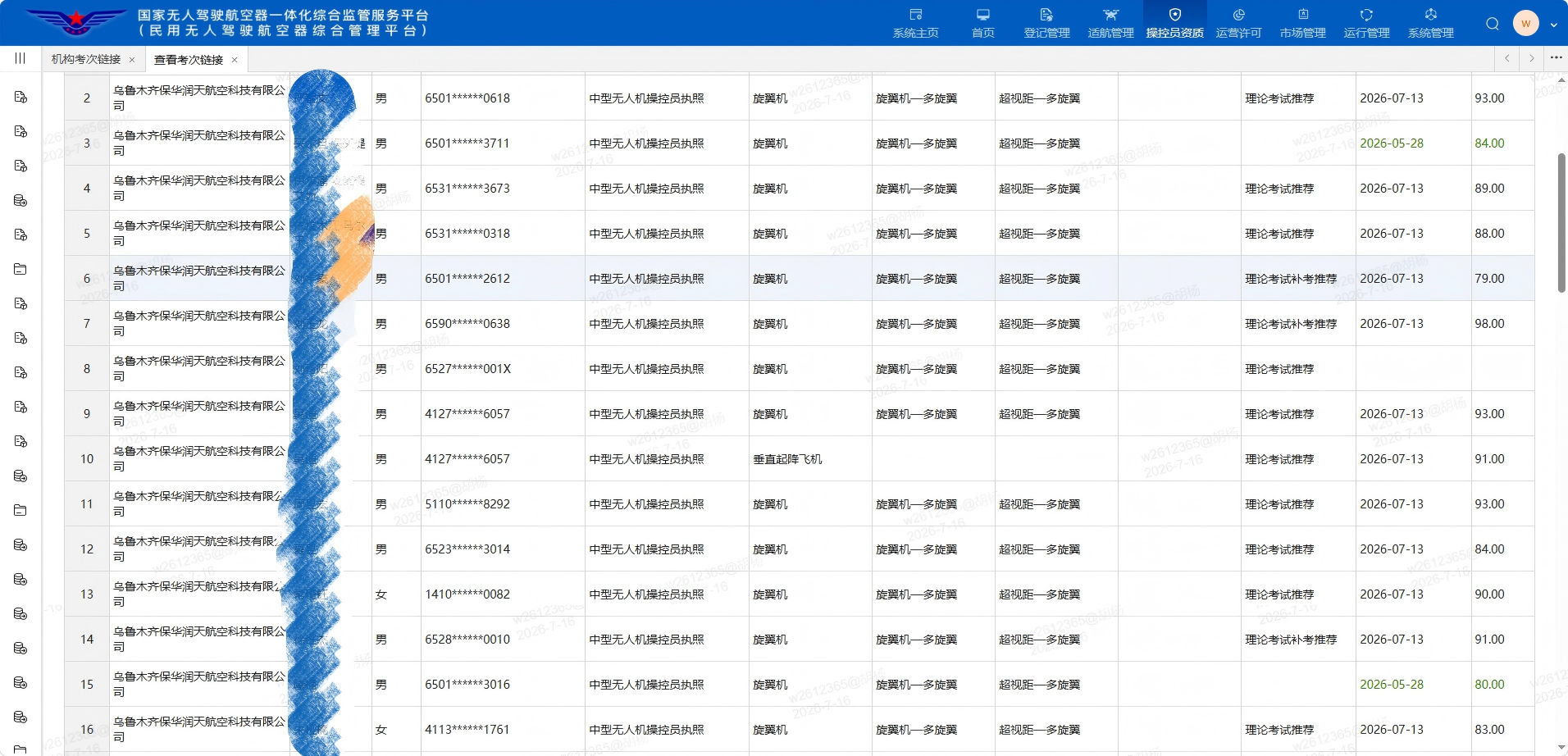 7月13日无人机考试结果